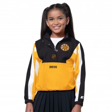 Girls Boston Bruins Starter Black/Gold Key Player Half Zip Jacket