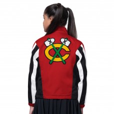 Girls Chicago Blackhawks Starter Black/Red Key Player Half Zip Jacket