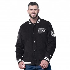 Philadelphia Flyers Starter Black Blackout Corduroy Full-Snap Varsity Jacket