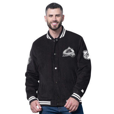 Colorado Avalanche Starter Black Blackout Varsity Jacket