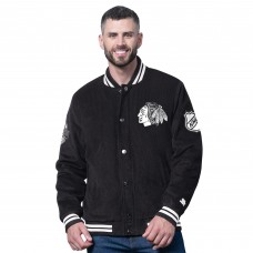 Chicago Blackhawks Starter Black Blackout Varsity Jacket