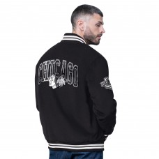 Chicago Blackhawks Starter Black Blackout Varsity Jacket