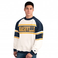 Nashville Predators Starter White Defense Fleece Crewneck Sweatshirt