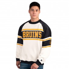 Boston Bruins Starter White Defense Fleece Crewneck Sweatshirt