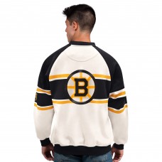 Boston Bruins Starter White Defense Fleece Crewneck Sweatshirt