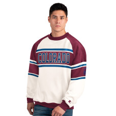 Colorado Avalanche Starter White Defense Fleece Crewneck Sweatshirt Colorado Avalanche Starter White Defense Fleece Crewneck Sweatshirt