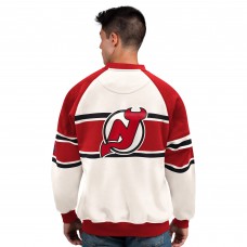 New Jersey Devils Starter White Defense Fleece Crewneck Sweatshirt
