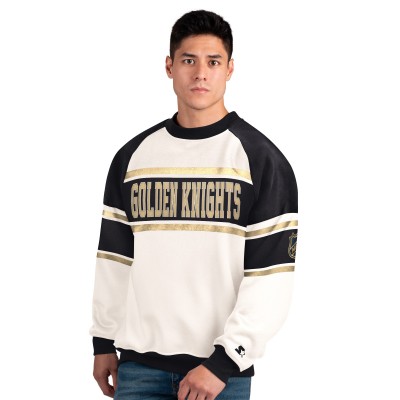 Vegas Golden Knights Starter White Defense Fleece Crewneck Sweatshirt