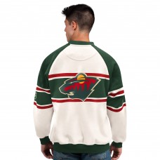 Minnesota Wild Starter White Defense Fleece Crewneck Sweatshirt