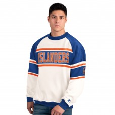New York Islanders Starter White Defense Fleece Crewneck Sweatshirt