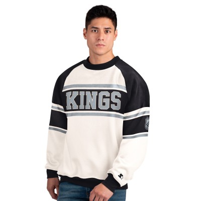 Los Angeles Kings Starter White Defense Fleece Crewneck Sweatshirt