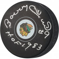 Шайба Bobby Hull Chicago Blackhawks Autographed Fanatics Authentic with Multiple Inscriptions