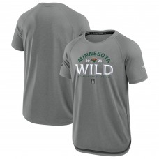 Minnesota Wild Fanatics Heather Gray 2025 Stanley Cup Playoffs Authentic Pro Rink Performance T-Shirt