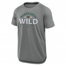 Minnesota Wild Fanatics Heather Gray 2025 Stanley Cup Playoffs Authentic Pro Rink Performance T-Shirt