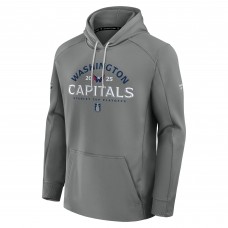 Washington Capitals Fanatics Gray 2025 Stanley Cup Playoffs Authentic Pro Rink Fly Fleece Pullover Hoodie