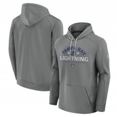 Tampa Bay Lightning Fanatics Gray 2025 Stanley Cup Playoffs Authentic Pro Rink Fly Fleece Pullover Hoodie