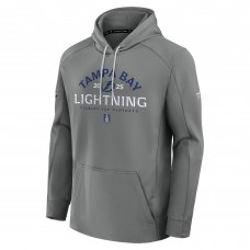 Tampa Bay Lightning Fanatics Gray 2025 Stanley Cup Playoffs Authentic Pro Rink Fly Fleece Pullover Hoodie
