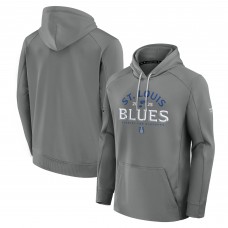 St. Louis Blues Fanatics Gray 2025 Stanley Cup Playoffs Authentic Pro Rink Fly Fleece Pullover Hoodie