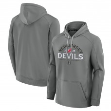 New Jersey Devils Fanatics Gray 2025 Stanley Cup Playoffs Authentic Pro Rink Fly Fleece Pullover Hoodie
