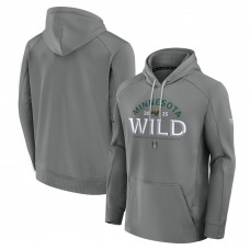 Minnesota Wild Fanatics Gray 2025 Stanley Cup Playoffs Authentic Pro Rink Fly Fleece Pullover Hoodie