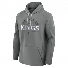 Los Angeles Kings Fanatics Gray 2025 Stanley Cup Playoffs Authentic Pro Rink Fly Fleece Pullover Hoodie