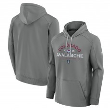 Colorado Avalanche Fanatics Gray 2025 Stanley Cup Playoffs Authentic Pro Rink Fly Fleece Pullover Hoodie