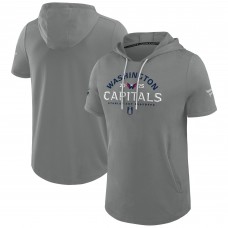 Washington Capitals Fanatics Gray 2025 Stanley Cup Playoffs Authentic Pro Road Performance Short Sleeve Pullover Hoodie