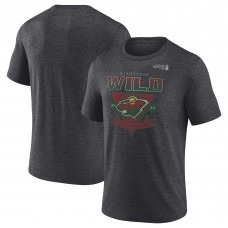Minnesota Wild Fanatics Heather Charcoal 2025 Stanley Cup Playoffs Crossbar Tri-Blend T-Shirt