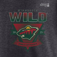 Minnesota Wild Fanatics Heather Charcoal 2025 Stanley Cup Playoffs Crossbar Tri-Blend T-Shirt