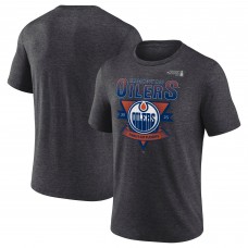 Edmonton Oilers Fanatics Heather Charcoal 2025 Stanley Cup Playoffs Crossbar Tri-Blend T-Shirt