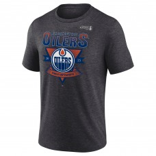 Edmonton Oilers Fanatics Heather Charcoal 2025 Stanley Cup Playoffs Crossbar Tri-Blend T-Shirt