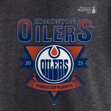 Edmonton Oilers Fanatics Heather Charcoal 2025 Stanley Cup Playoffs Crossbar Tri-Blend T-Shirt