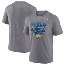 St. Louis Blues Fanatics Heather Charcoal 2025 Stanley Cup Playoffs Crossbar Tri-Blend T-Shirt