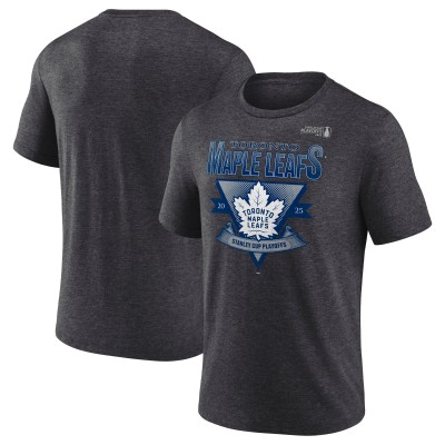 Футболка Toronto Maple Leafs Fanatics Heather Charcoal 2025 Stanley Cup Playoffs Crossbar Tri-Blend