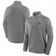 Tampa Bay Lightning Fanatics Gray 2025 Stanley Cup Playoffs Authentic Pro Fleece Quarter-Zip Pullover