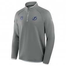 Tampa Bay Lightning Fanatics Gray 2025 Stanley Cup Playoffs Authentic Pro Fleece Quarter-Zip Pullover