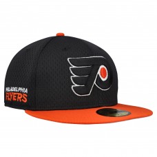 Бейсболка Philadelphia Flyers New Era Black/Orange Mesh Crown Two-Tone 59FIFTY