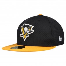 Бейсболка Pittsburgh Penguins New Era Black/Gold Mesh Crown Two-Tone 59FIFTY