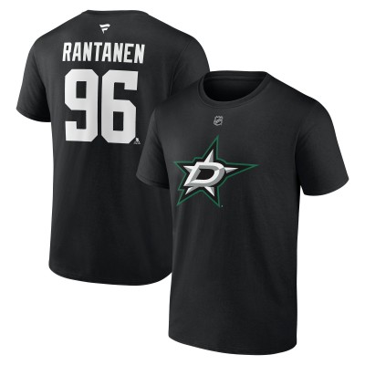 Dallas Stars Mikko Rantanen Fanatics Black Authentic Stack Name & Number T-Shirt