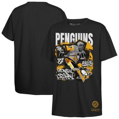 Футболка Подростковая Pittsburgh Penguins Sidney Crosby Mitchell & Ness Black Photo Reel Graphic