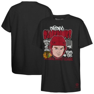 Футболка Подростковая Chicago Blackhawks Connor Bedard Mitchell & Ness Black Caricature