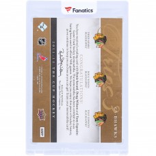 Denis Savard, Doug Wilson and Tony Esposito Chicago Blackhawks 2011-12 Upper Deck The Cup Triple Game Used Relics #C3-BHAWKS #10/10 Card