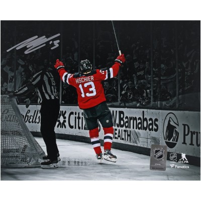 Nico Hischier New Jersey Devils Autographed Fanatics Authentic 8 x 10 Celebration Spotlight Photograph