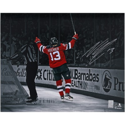 Nico Hischier New Jersey Devils Autographed Fanatics Authentic 16 x 20 Celebration Spotlight Photograph