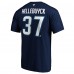 Футболка Winnipeg Jets Connor Hellebuyck Fanatics Navy Authentic Stack Name & Number