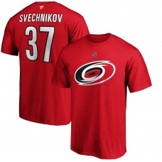 Футболка Carolina Hurricanes Andrei Svechnikov Fanatics Red Authentic Stack Name & Number