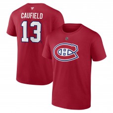 Футболка Montreal Canadiens Cole Caufield Fanatics Red Authentic Stack Name & Number