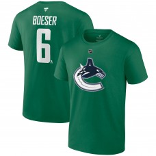 Vancouver Canucks Brock Boeser Fanatics Green Authentic Stack Name & Number T-Shirt