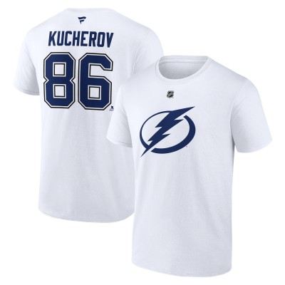 Футболка Tampa Bay Lightning Nikita Kucherov Fanatics White Authentic Stack Name & Number