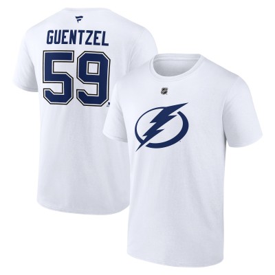 Футболка Tampa Bay Lightning Jake Guentzel Fanatics White Authentic Stack Name & Number